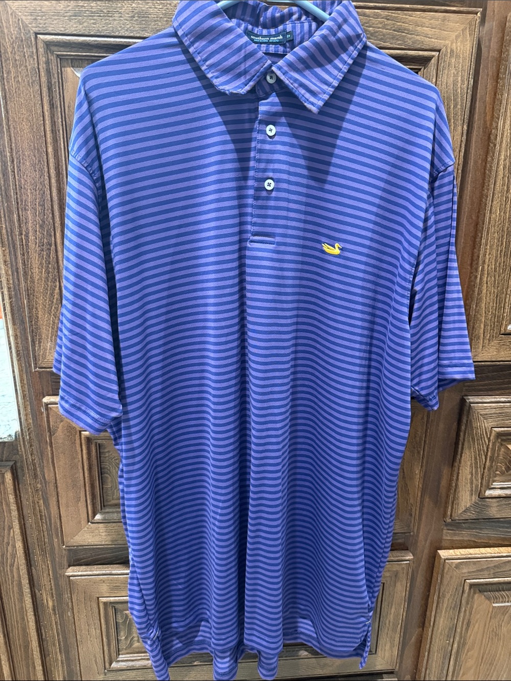 Southern Marsh Purple and Gold Striped Polo